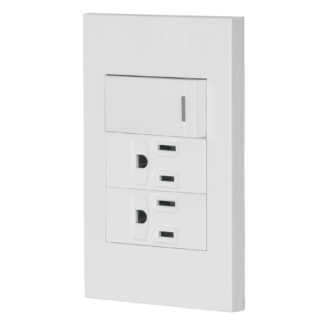 Placa armada 1 interruptor, 2 contactos,1mod,Española,blanco