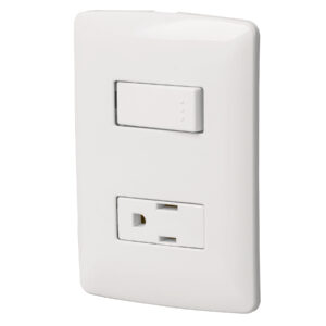 Placa armada contacto e interruptor, blanco, línea Italiana