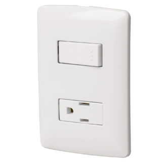 Placa armada contacto e interruptor, blanco, línea Italiana