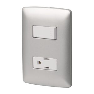 Placa armada contacto e interruptor, plata, línea Italiana
