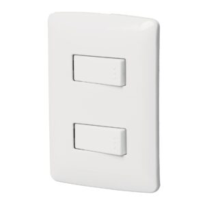 Placa armada, 2interruptores sencillos,blanco,línea Italiana