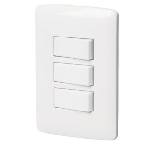 Placa armada 2 interruptores 1escalera blanco,línea Italiana