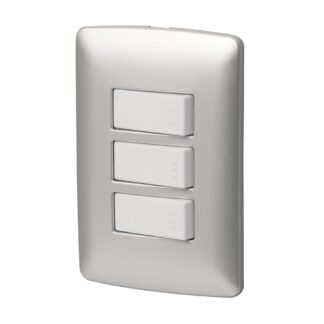 Placa armada 3 interruptores sencillos,plata, línea Italiana