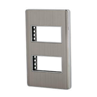 Placa de acero inox con 2 ventanas 1 módulo, línea Lisboa