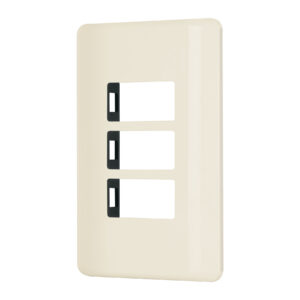 Placa 3 módulos, marfil, línea Volteck Basic