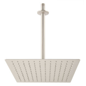 Regadera satín 12′ plato cuadrado delgado con brazo, Riviera