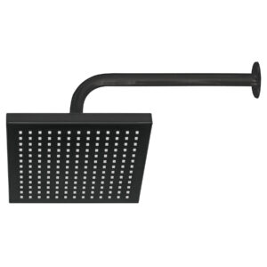 Regadera cuadrada ABS 8′ acabado negro mate con brazo, Foset