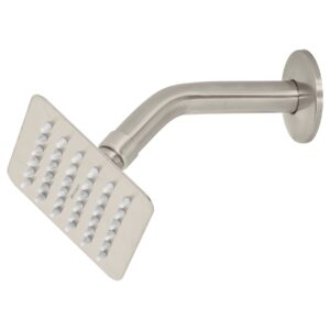 Regadera cuadrada 4′, acero inox, con brazo, satín, Túbig