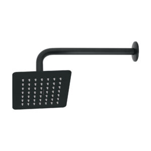Regadera cuadrada 6′, acero inox, con brazo, negro, Túbig