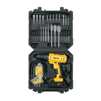 Kit taladro inalámbrico 3/8', 12 V, y accesorios con estuche