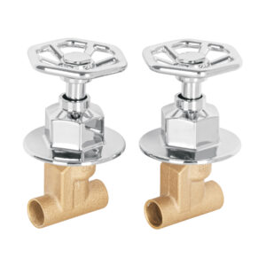 Juego manerales redondos, soldables p/regadera, cromo, Foset