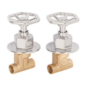 Juego manerales redondos, soldables p/regadera, satín, Foset