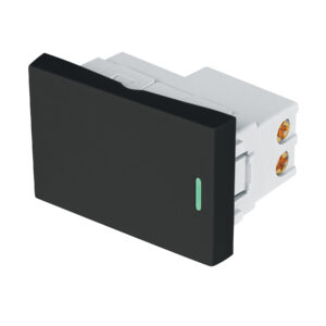 Interruptor sencillo negro de 1.5 módulos, línea Lisboa