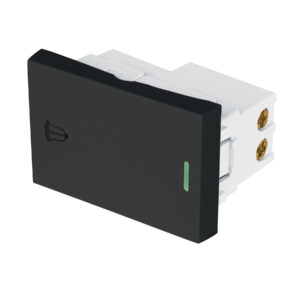 Interruptor para timbre negro de 1.5 módulos, línea Lisboa