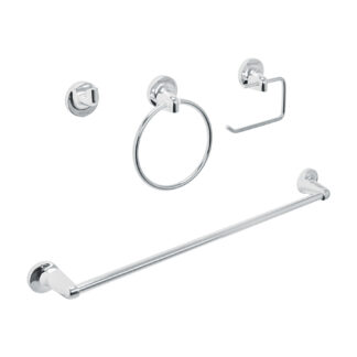Juego de 4 accesorios para baño metálicos, Foset Aqua