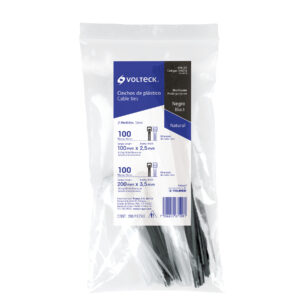 Bolsa con 200 cinchos plásticos en colores surtidos, Volteck