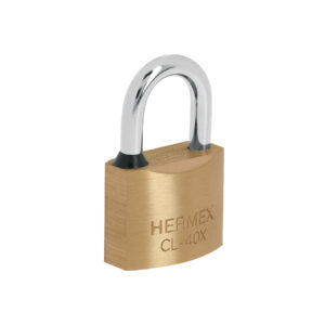 Candado de latón 45 mm gancho largo en blíster, Hermex