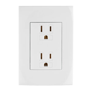 Contacto dúplex, 2 polos + tierra, línea Oslo, blanco