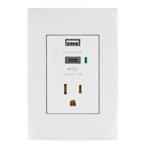Contacto 2polos + tierra con 2 puertos USB, Oslo, blanco