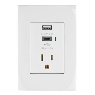 Contacto 2polos + tierra con 2 puertos USB, Oslo, blanco