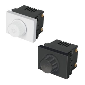 Dimmer giratorio, 1.5 módulos, línea Española, color negro