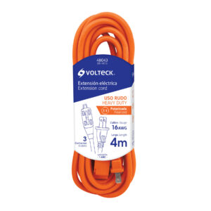 Extensión eléctrica de uso rudo 4 m 2×16 AWG, Volteck