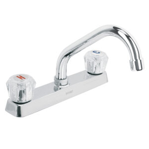 Mezcladora 8′ p/fregadero, cuello corto, manerales acrílico