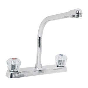 Mezcladora 8′ p/fregadero, cuello cobra, manerales acrílico