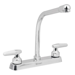 Mezcladora 8′ p/fregadero, cuello cobra, manerales cono