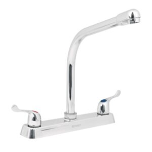 Mezcladora 8′ p/fregadero, cuello cobra, manerales palanca