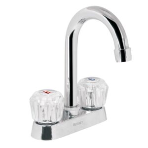 Mezcladora 4′ para lavabo, cuello bar, manerales de acrílico