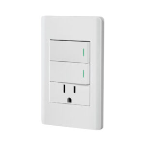 Placa armada blanca 2 interruptores y contacto 1 mód,Lisboa