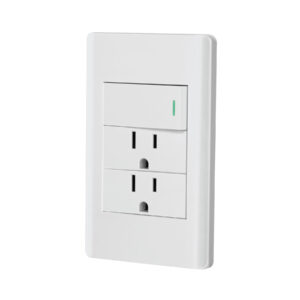 Placa armada blanca interruptor y 2 contactos 1 mód, Lisboa