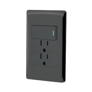 Placa armada negra interruptor y 2 contactos 1 mód, Lisboa