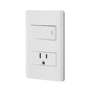 Placa armada blanca interruptor y contacto 1 módulo, Lisboa