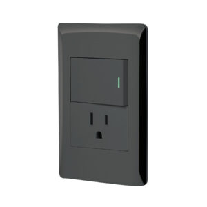 Placa armada negra interruptor y contacto 1.5 mód, Lisboa