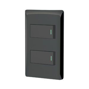 Placa armada negra con 2 interruptores 1 módulo, Lisboa