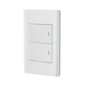 Placa armada blanca 2 interruptores 1.5 módulos, Lisboa