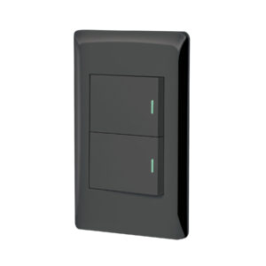 Placa armada negra 2 interruptores 1.5 módulos, Lisboa