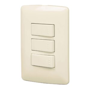 Placa armada 3 interruptores sencillos,marfil,línea Italiana