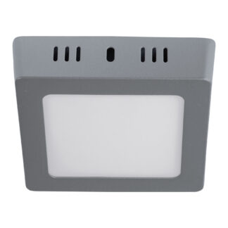 Luminario LED cuadrado tipo plafón 6 W, gris, luz de día