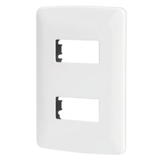 Placa 2 módulos de ABS, línea Italiana, color blanco