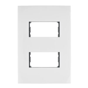 Placa 2 módulos de ABS, línea Oslo, color blanco, Volteck