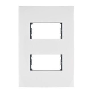 Placa 2 módulos de ABS, línea Oslo, color blanco, Volteck
