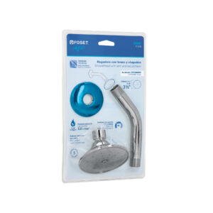 Regadera redonda 3-1/2′, brazo y chapetón en blíster, Aqua