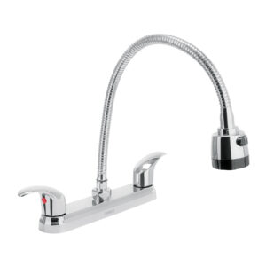 Mezcladora fregadero 8′ cromo, cuello flexible, palanca,AQUA