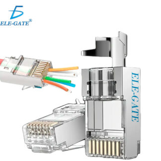 Plug RJ45 CAT7 Pass Through Paquete de 100 piezas con Blindaje de Aluminio Empaque Tipo