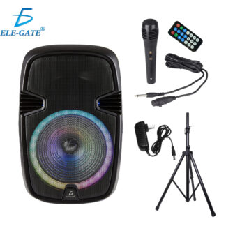 Bafle 15” Bluetooth inalámbrico inteligente con Micrófono Soporte y Control Remoto Luz Led