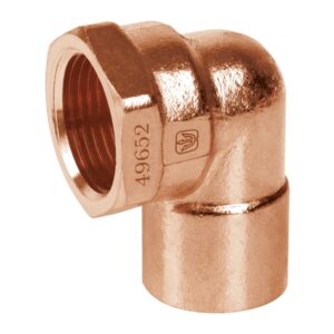 Codo 90° de cobre, rosca interior 1′, Foset