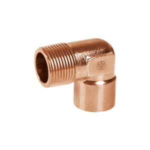 Codo 90° de cobre, rosca exterior 1′, Foset